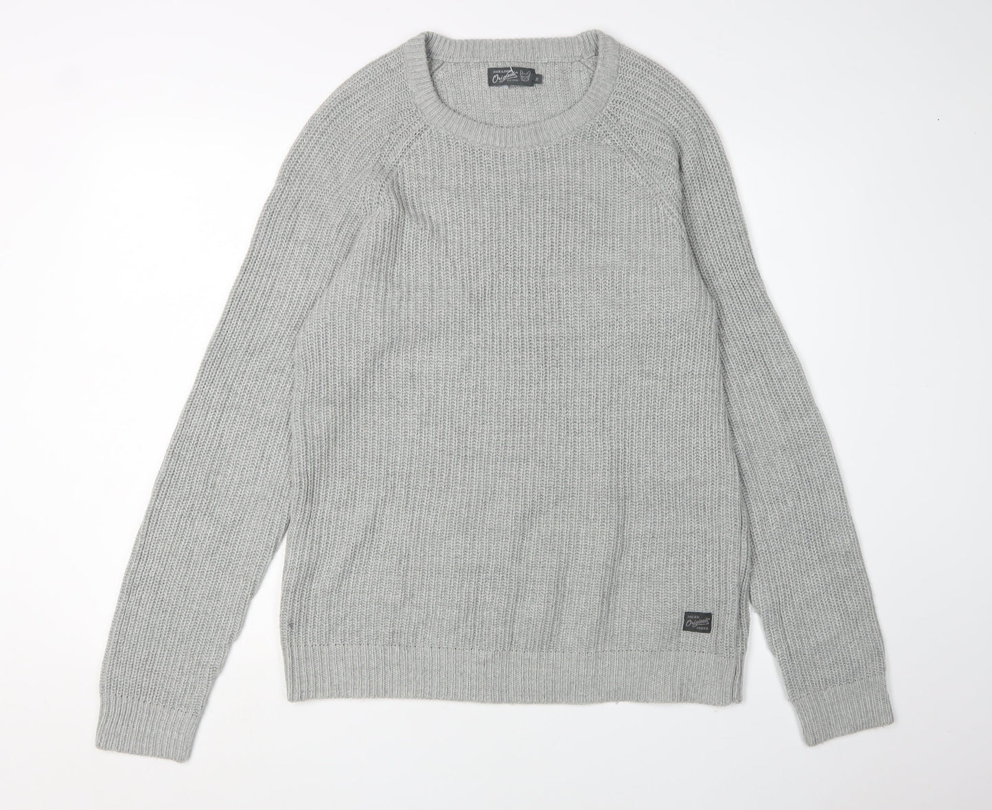 Jack & Jones Men's Grey Medium Crew Neck Pullover Jumper