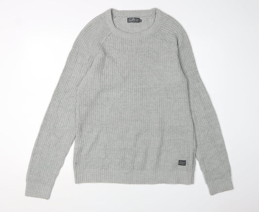 Jack & Jones Men's Grey Medium Crew Neck Pullover Jumper