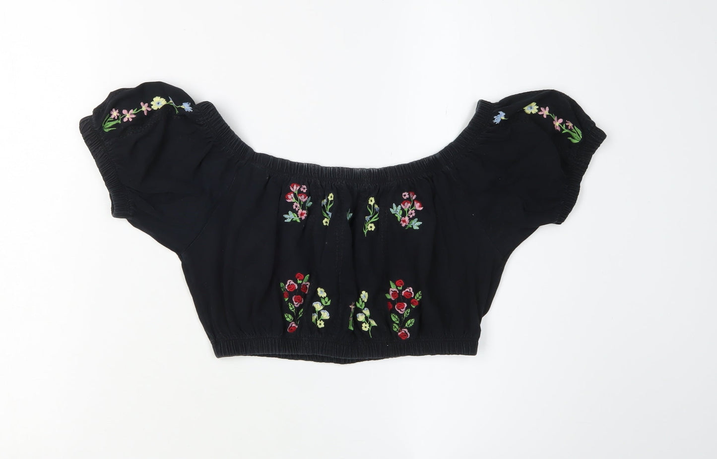 Pins and Needles Women's Black Cropped Blouse, M