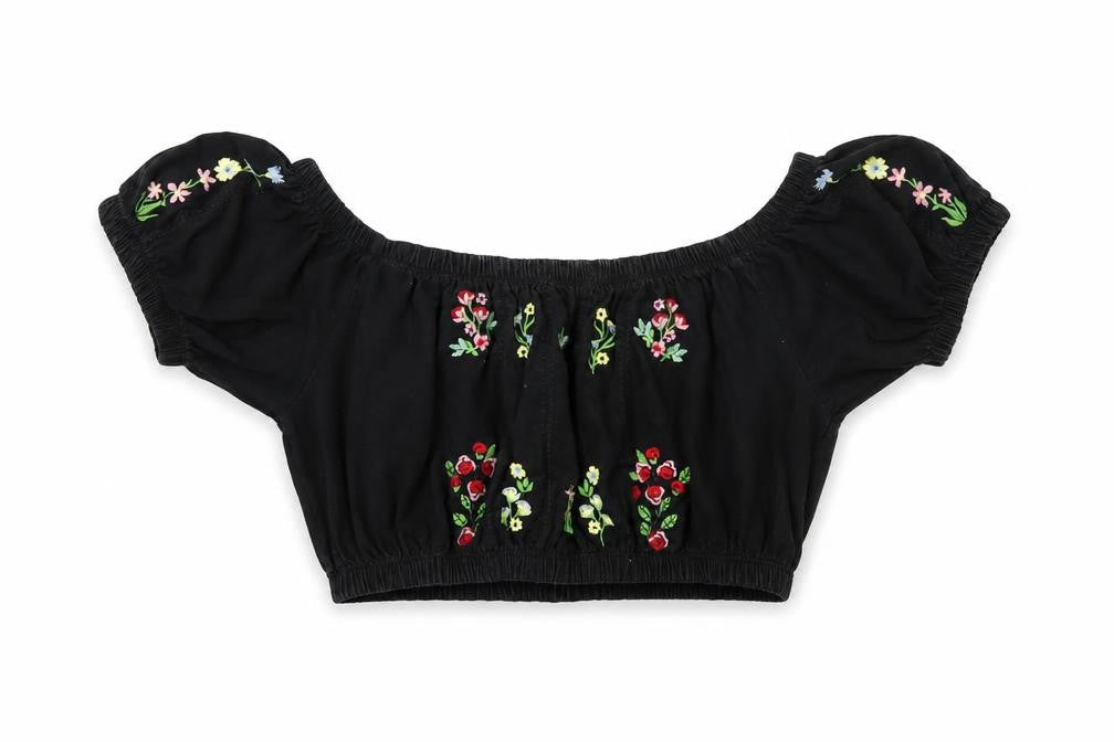 Pins and Needles Women's Black Cropped Blouse, M