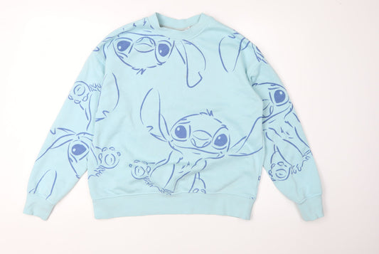 Disney Women's Blue XS Cartoon Pullover Sweatshirt