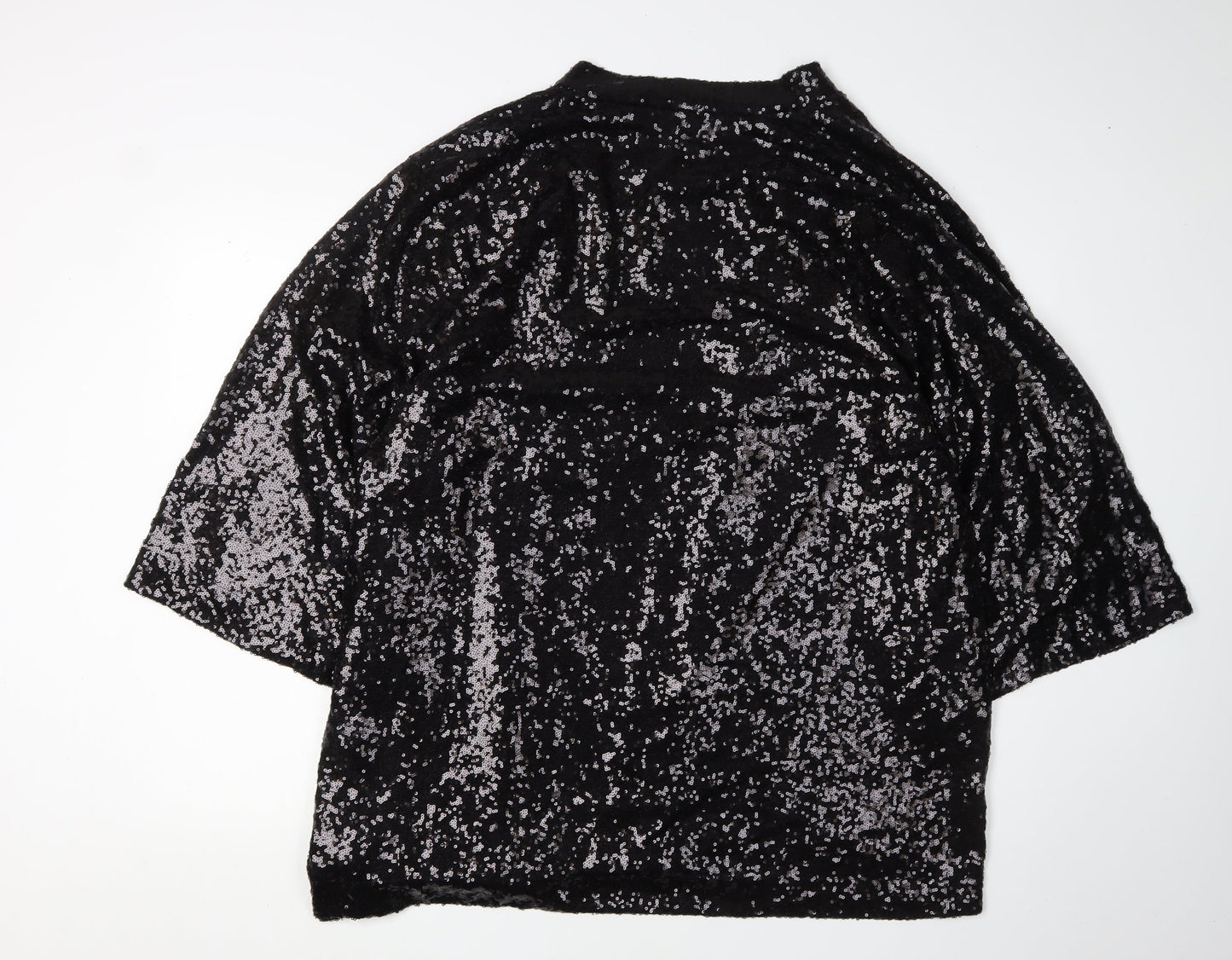 Fransa Women's Black Sequin Open Jacket, Size 18, Party Ready