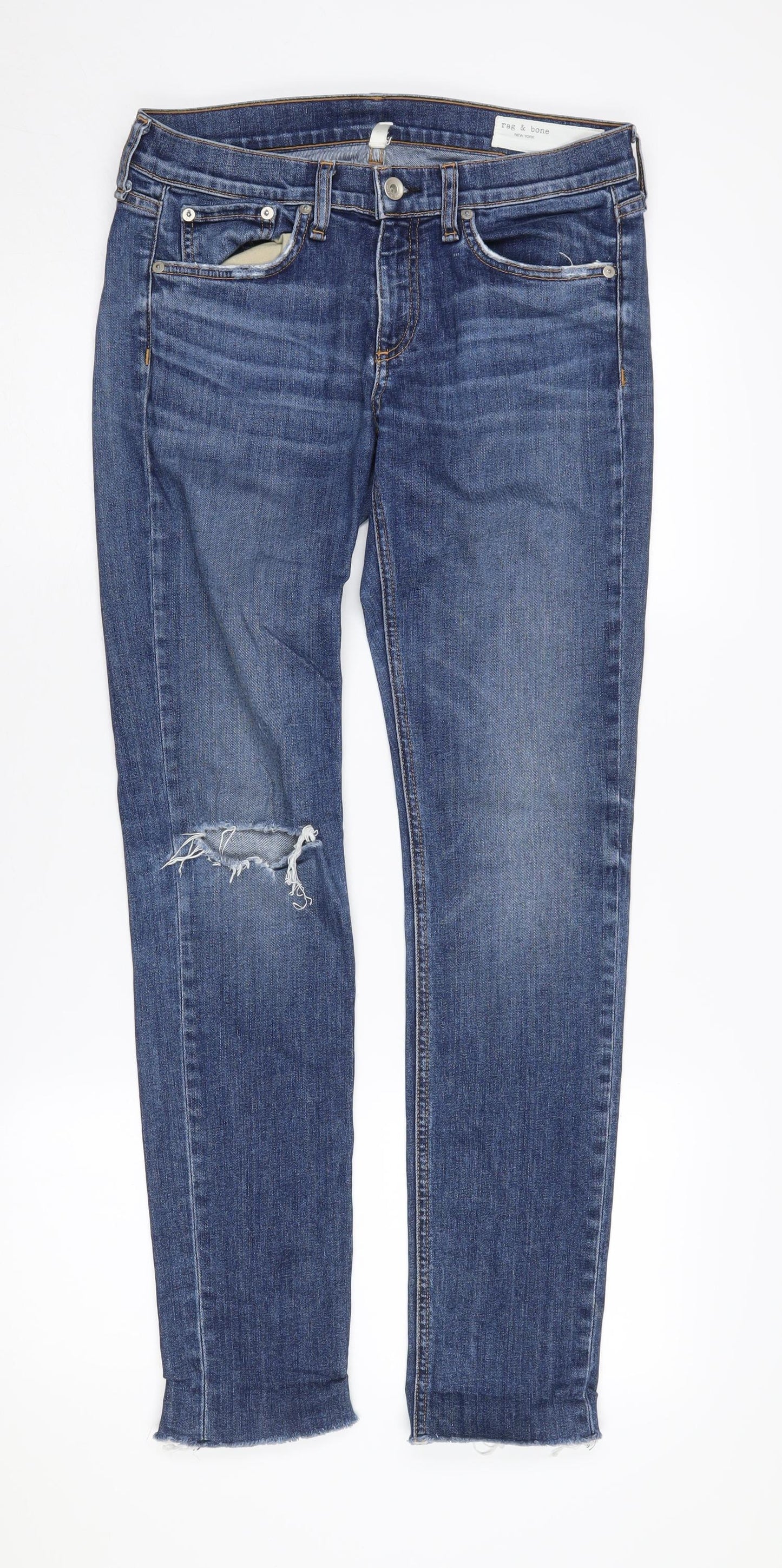 rag & bone Women's Blue Skinny Distressed Jeans Size 26