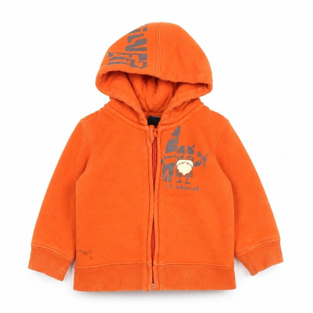 Front view of Quiksilver boys’ orange full zip hoodie -, size 6-7, years