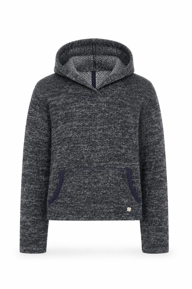 Front view of s.Oliver girls’ grey knit pullover hoodie xs long sleeve