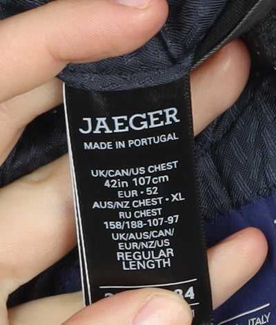 Jaeger Men's Grey Wool Blazer 42 Regular Fit
