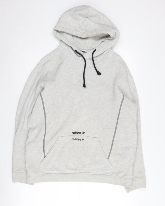 Adidas Men's Grey Cotton Pullover Hoodie S