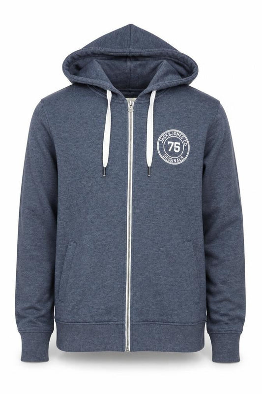 Mens UK M Regular JACK & JONES Blue Full Zip Hoodie