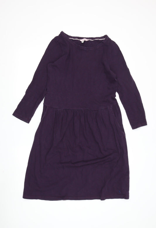 Joules Women's Purple Fit & Flare 3/4 Sleeve Dress