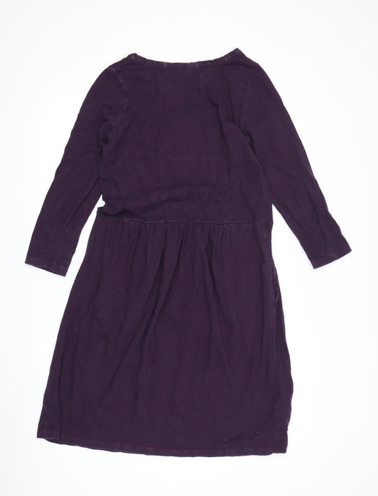 Joules Women's Purple Fit & Flare 3/4 Sleeve Dress