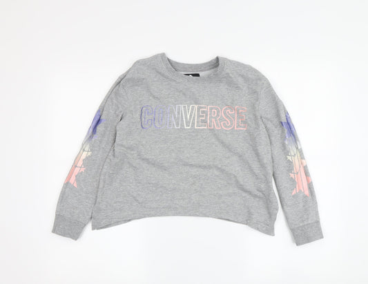 Converse Girls Grey Pullover Sweatshirt, 10-12 Years, Stars Design