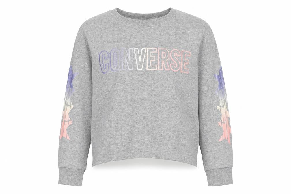 Converse Girls Grey Pullover Sweatshirt, 10-12 Years, Stars Design