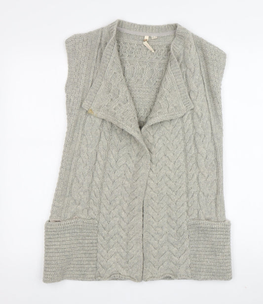 White Stuff Women's Grey Vest Size 8 Knit Button Accent