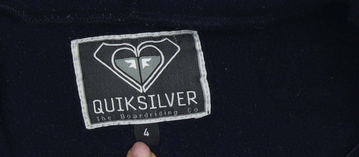Quiksilver Unisex Hoodie Black Size 2 Full Zip Fleece