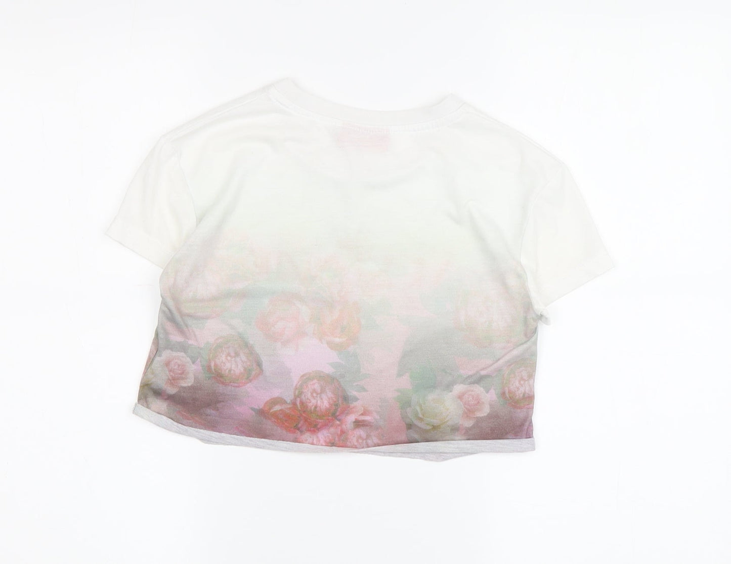 McKenzie Girls Floral Cropped T-Shirt, White, 7-8 Years