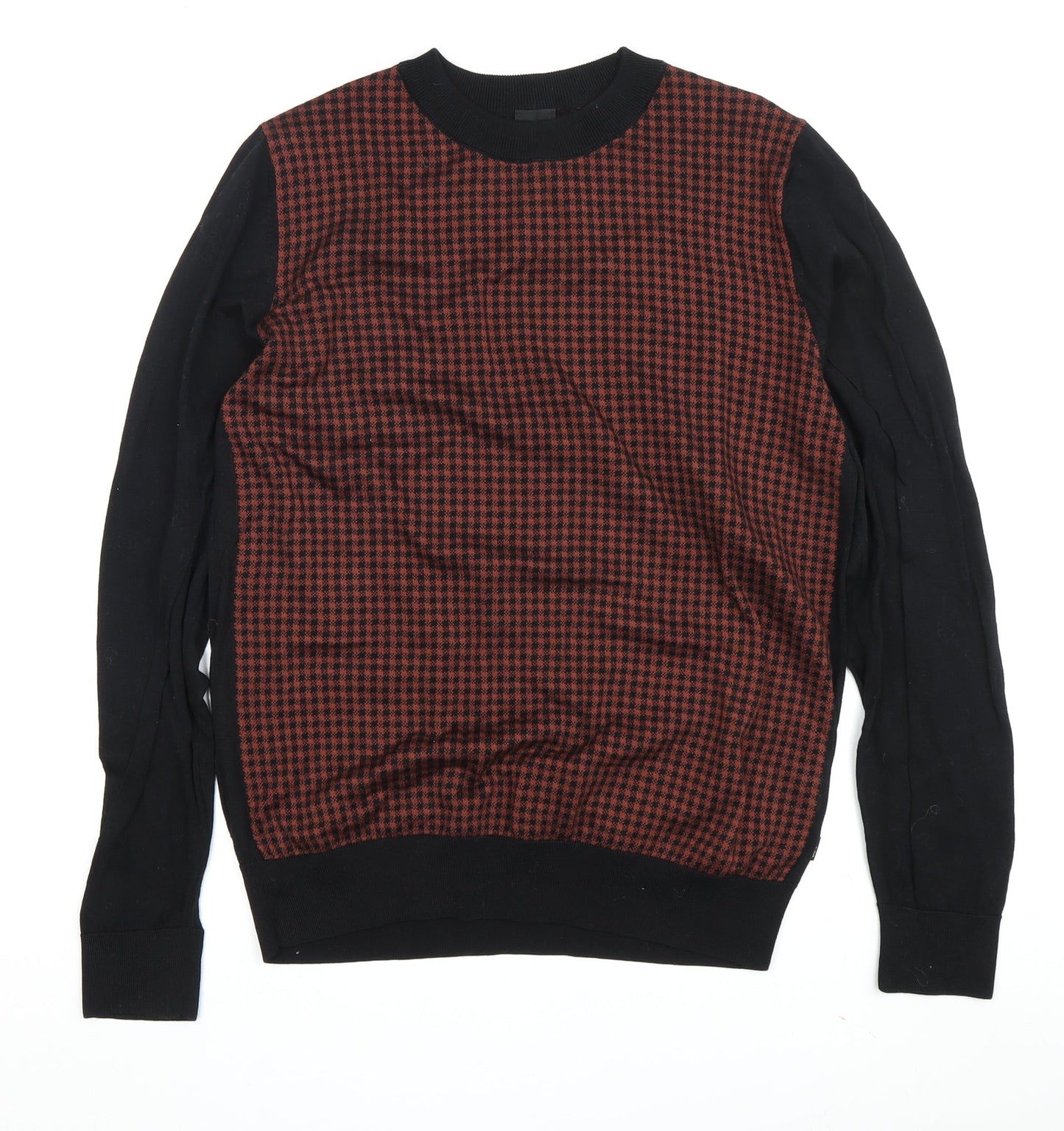 BOSS Men's Black Red Check Pullover Jumper M