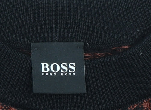 BOSS Men's Black Red Check Pullover Jumper M