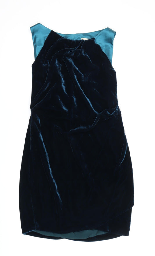 Karen Millen Women’s Blue Velvet Sheath Dress Size 12