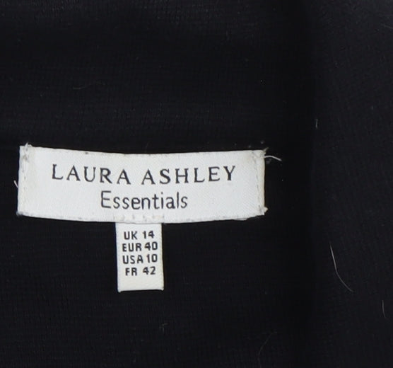 Laura Ashley Black Wool Belted Women's Jacket Size 14