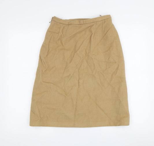 Jaeger Women's Beige Knee Length Wool Pencil Skirt