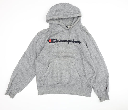 Champion Men's Grey Pullover Hoodie, Size L, Logo Accent