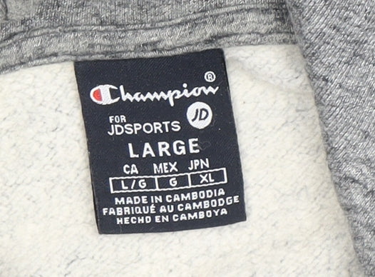 Champion Men's Grey Pullover Hoodie, Size L, Logo Accent