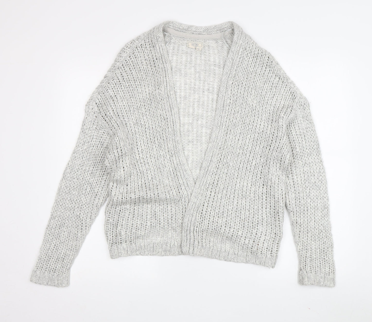 Fat Face Women's Grey Chunky-Knit Cardigan Size M