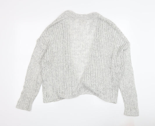 Fat Face Women's Grey Chunky-Knit Cardigan Size M