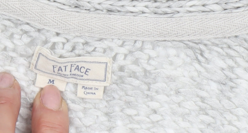 Fat Face Women's Grey Chunky-Knit Cardigan Size M