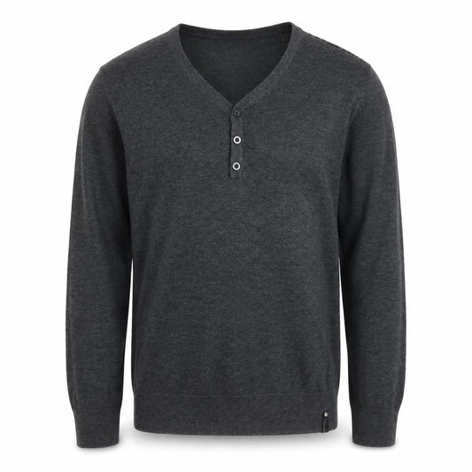 Jack & Jones Men's Grey Henley Jumper, M, V-Neck