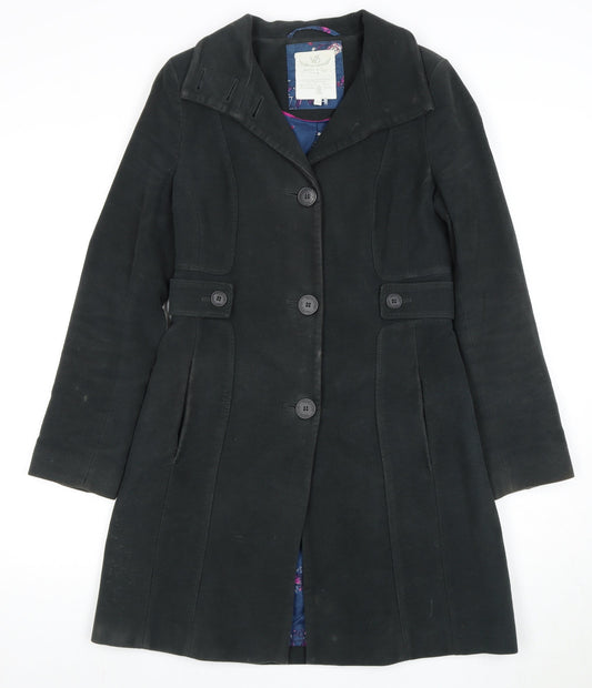 White Stuff Women's Black Cotton Overcoat Size 8