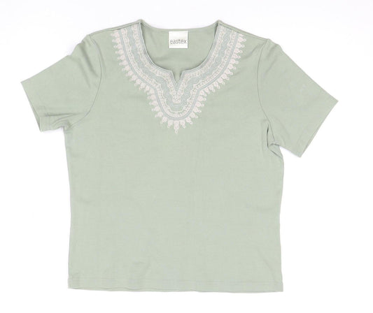Eastex Women's Green Embroidered T-Shirt, Size 10
