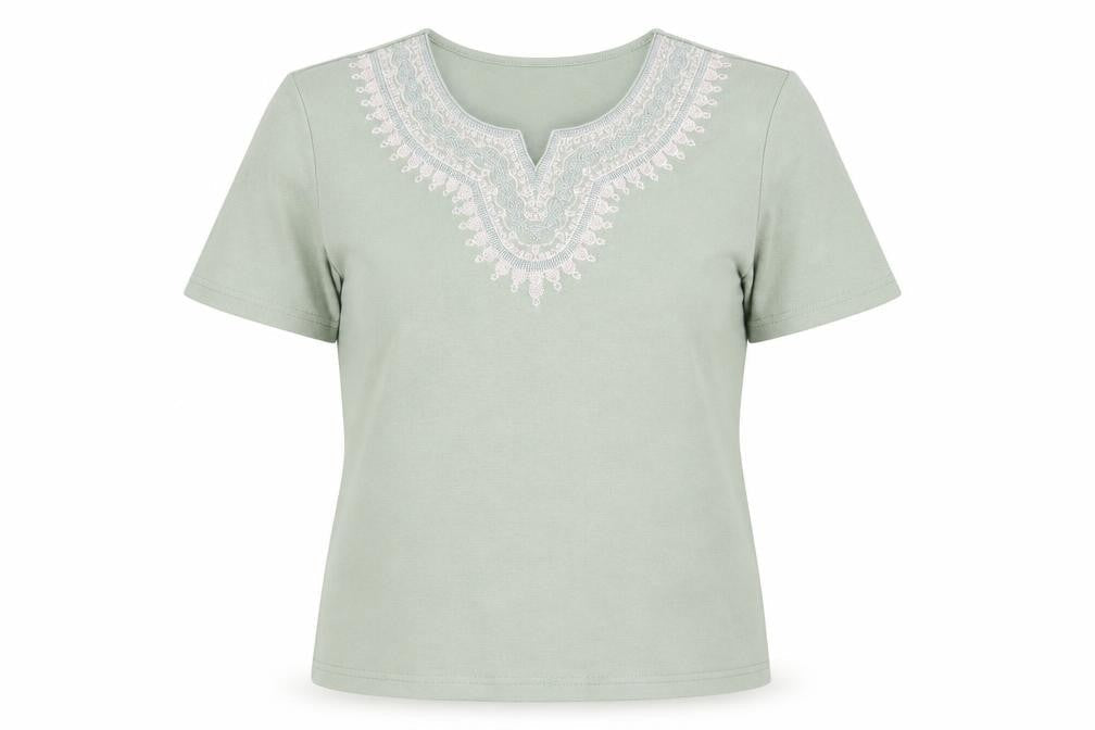 Womens UK Size 10 Eastex Green 100% Cotton T-Shirt