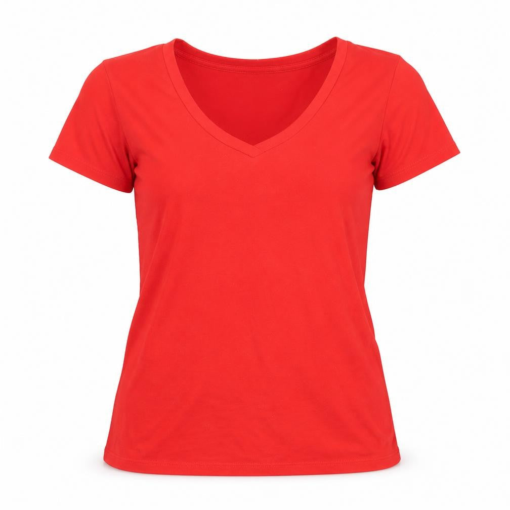 Womens UK Size XS JACQUELINE DE YONG Red Cotton Blend T-Shirt