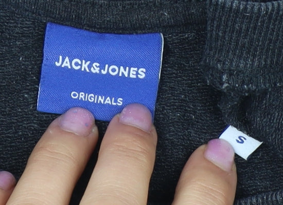 Jack & Jones Men's Black Graphic Pullover Sweatshirt S