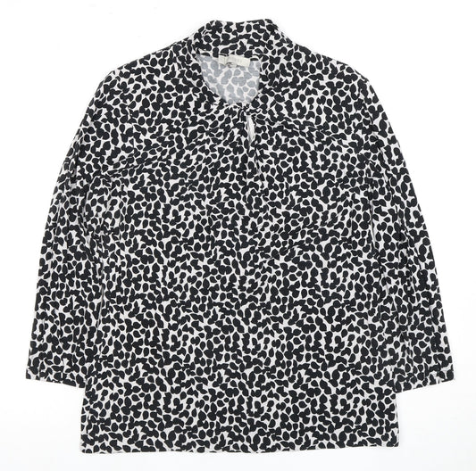 Hobbs Women's Black Animal Print Blouse Size 16