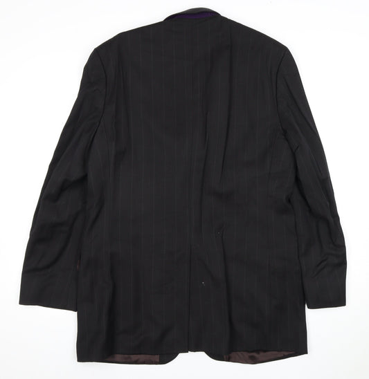 Jeff Banks Men's Black Blazer 40R, Wool Striped Jacket