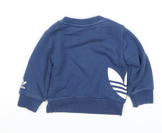Adidas Unisex Baby Blue Long Sleeve Sweatshirt 3-6 Months