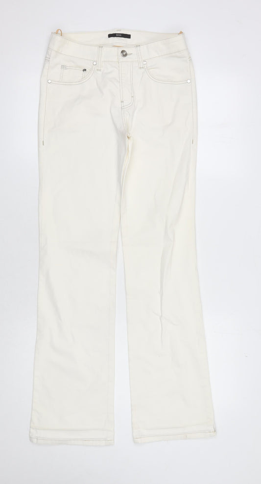 Hugo Boss Women's Ivory Straight Trousers Size 28