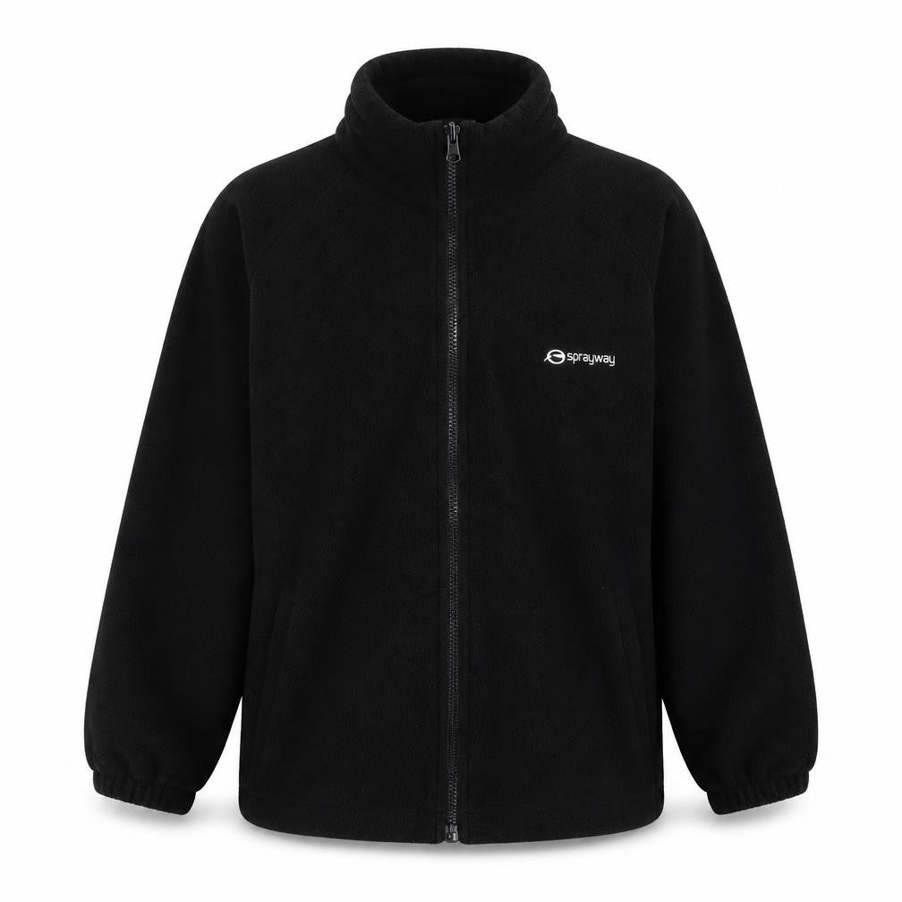 Front view of Sprayway girls’ black fleece jacket, size 10, years, full zip