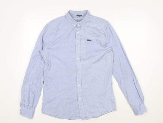 Firetrap Men's Blue Button-Up Shirt, Size S, Casual Style