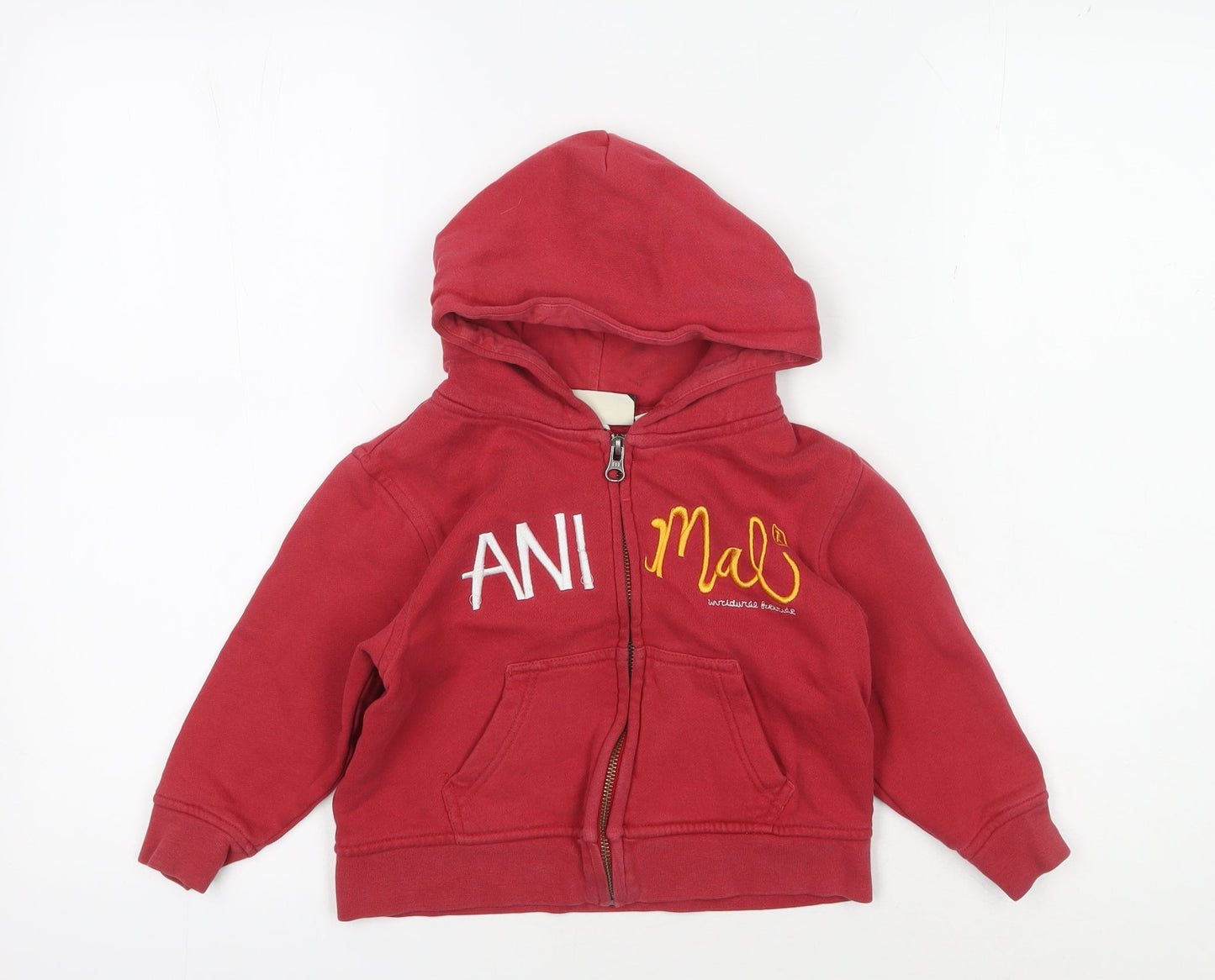 Animal Boys Red Full Zip Hoodie, Size 2 Years