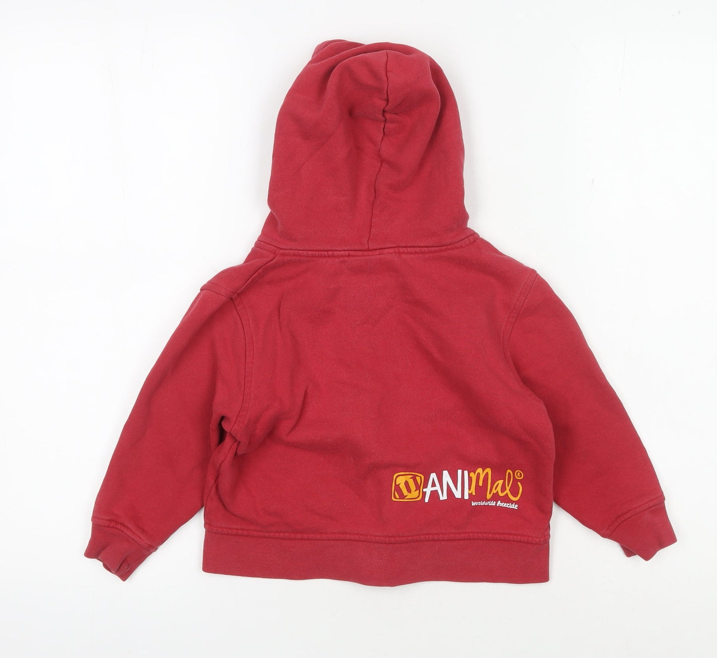 Animal Boys Red Full Zip Hoodie, Size 2 Years