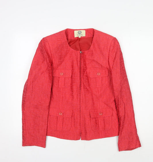 Viyella Women's Red Blazer Jacket Size 10 Bouclé