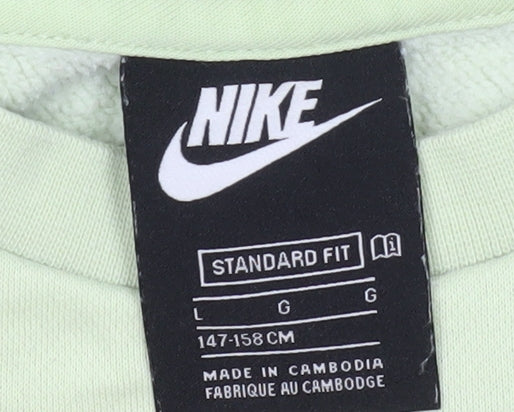 Nike Girls Green Pullover Sweatshirt L Long Sleeve Crew Neck