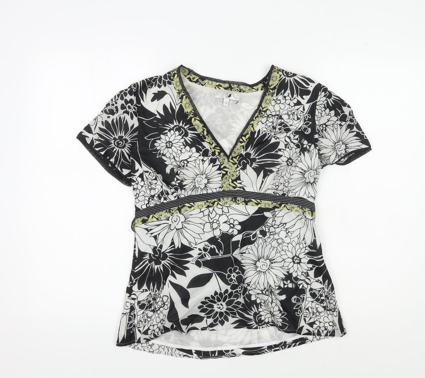 Jasper Conran Womens Black Floral Wrap Blouse Size 10