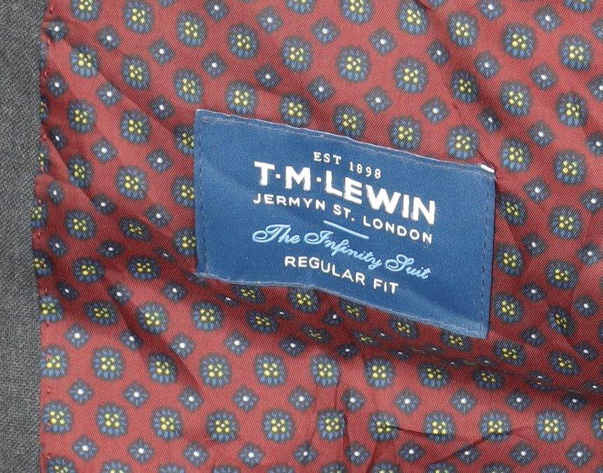 T.M. Lewin Men's Black Blazer, 46L, Business Jacket