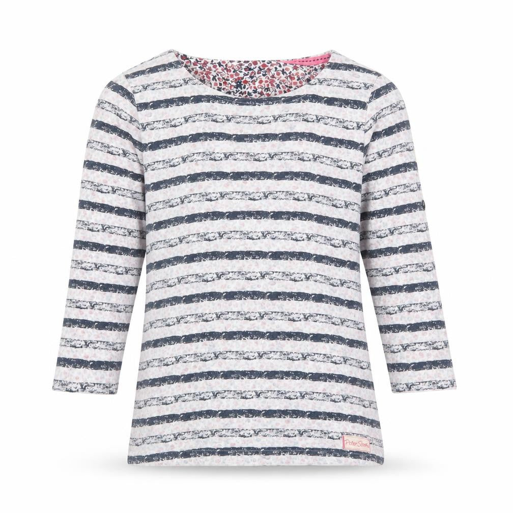 Front view of Adventurers by Peter Storm girls’ blue striped t-shirt, 7-8 years