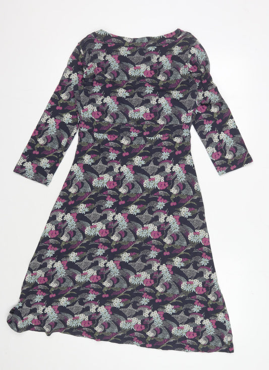 White Stuff Women's Floral Midi A-Line V-Neck Dress