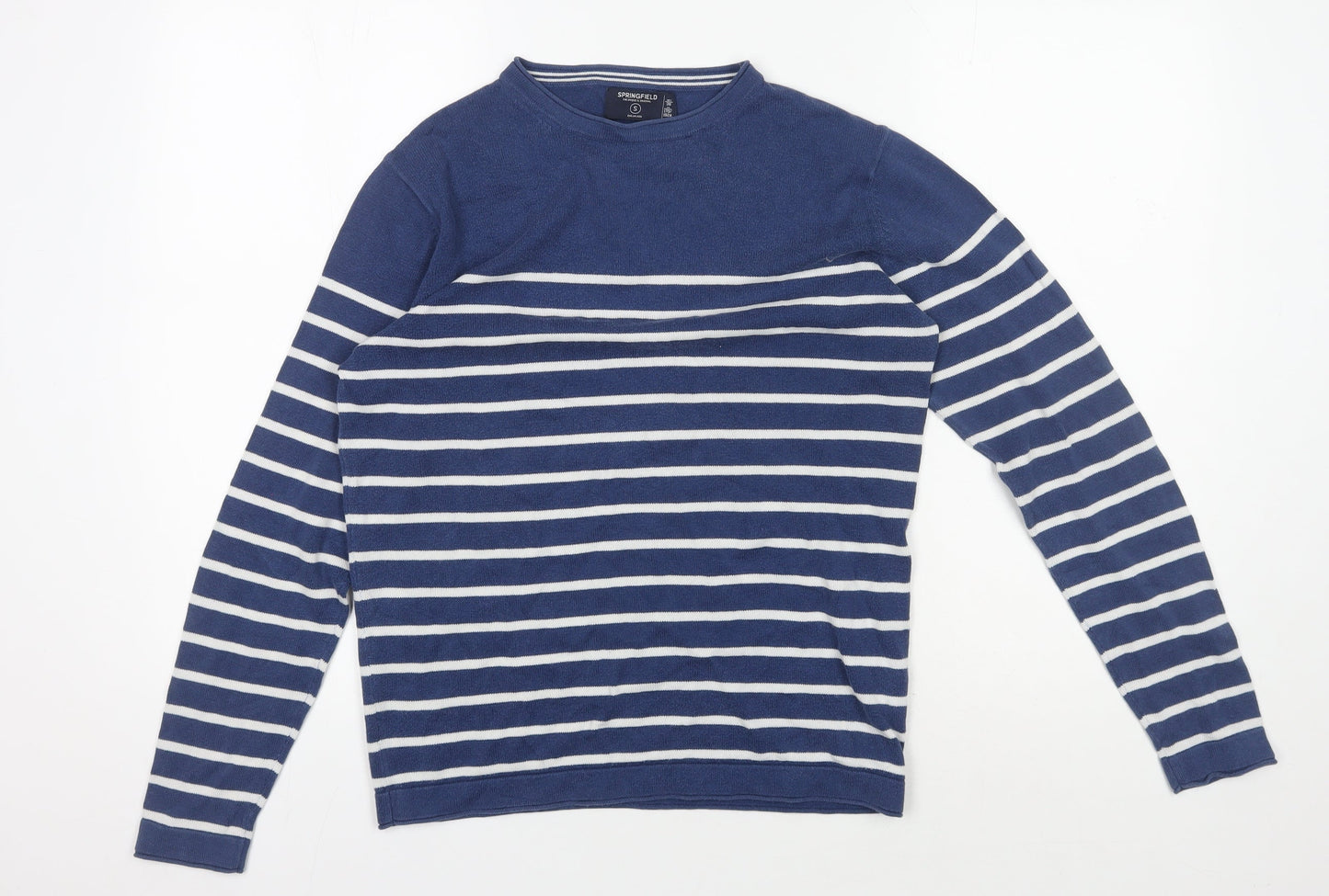 Springfield Women's Blue Striped Cotton Pullover Jumper S